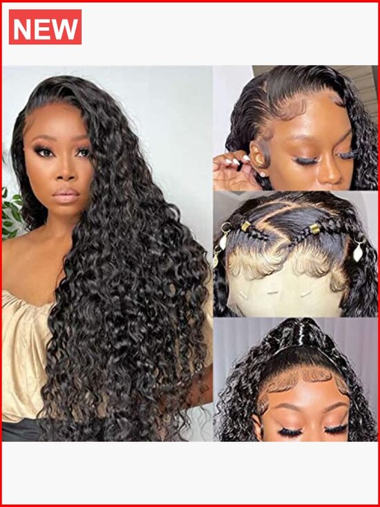 HD Transparent Lace Front Wig Human Hair 180 Density Wet and Wavy Curly Pre main image 6